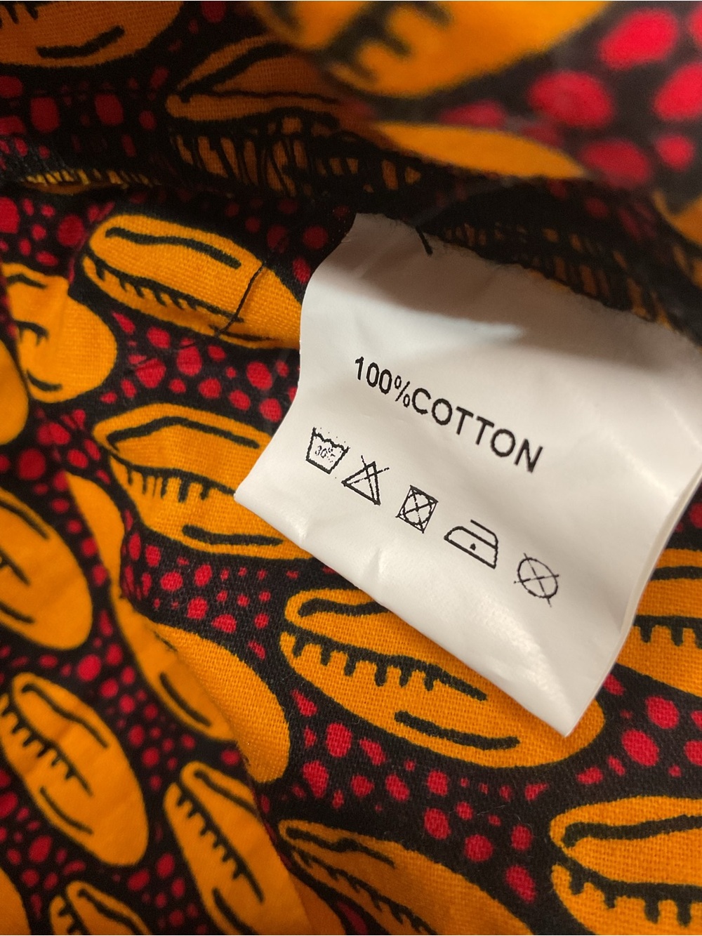 Mae Otti African Print 100% Cotton Button Down Shirt XL Cowrie Shell NWT - Picture 5 of 6